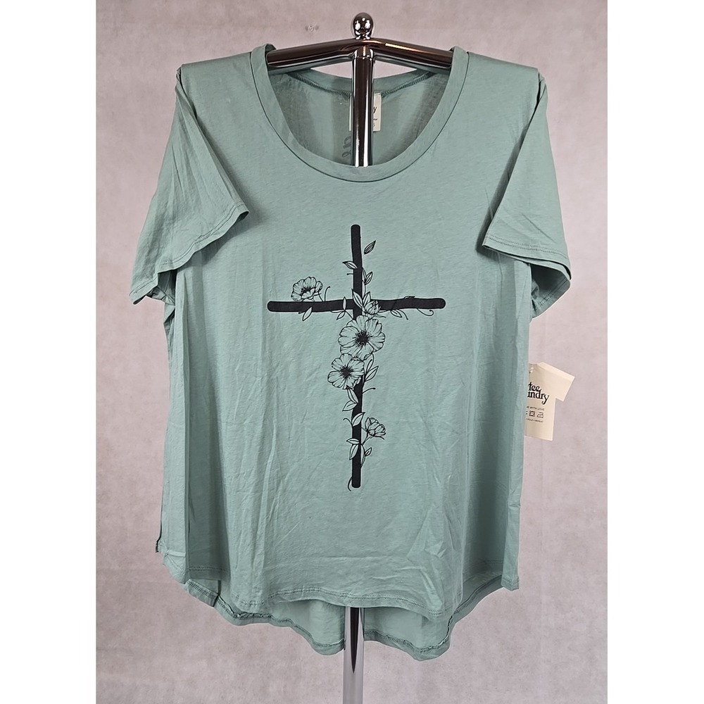 Dirtee Laundry Shirt Womens‎ Size 3X Grace Upon Grace Cross Graphic Print NWT